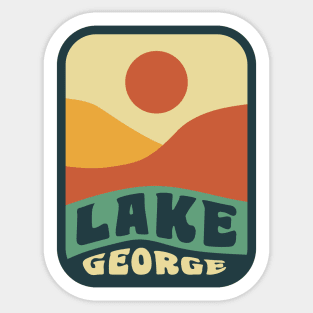 Lake George Adirondacks New York Retro Sunset Badge Sticker